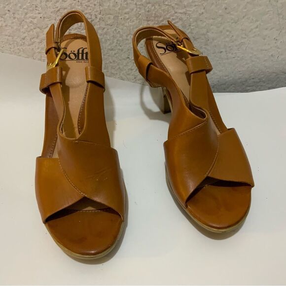 Sofft Womens Sandals Size 6.5 Open Toe Slingback Career Comfort Shoes Heels Tan - Picture 7 of 13